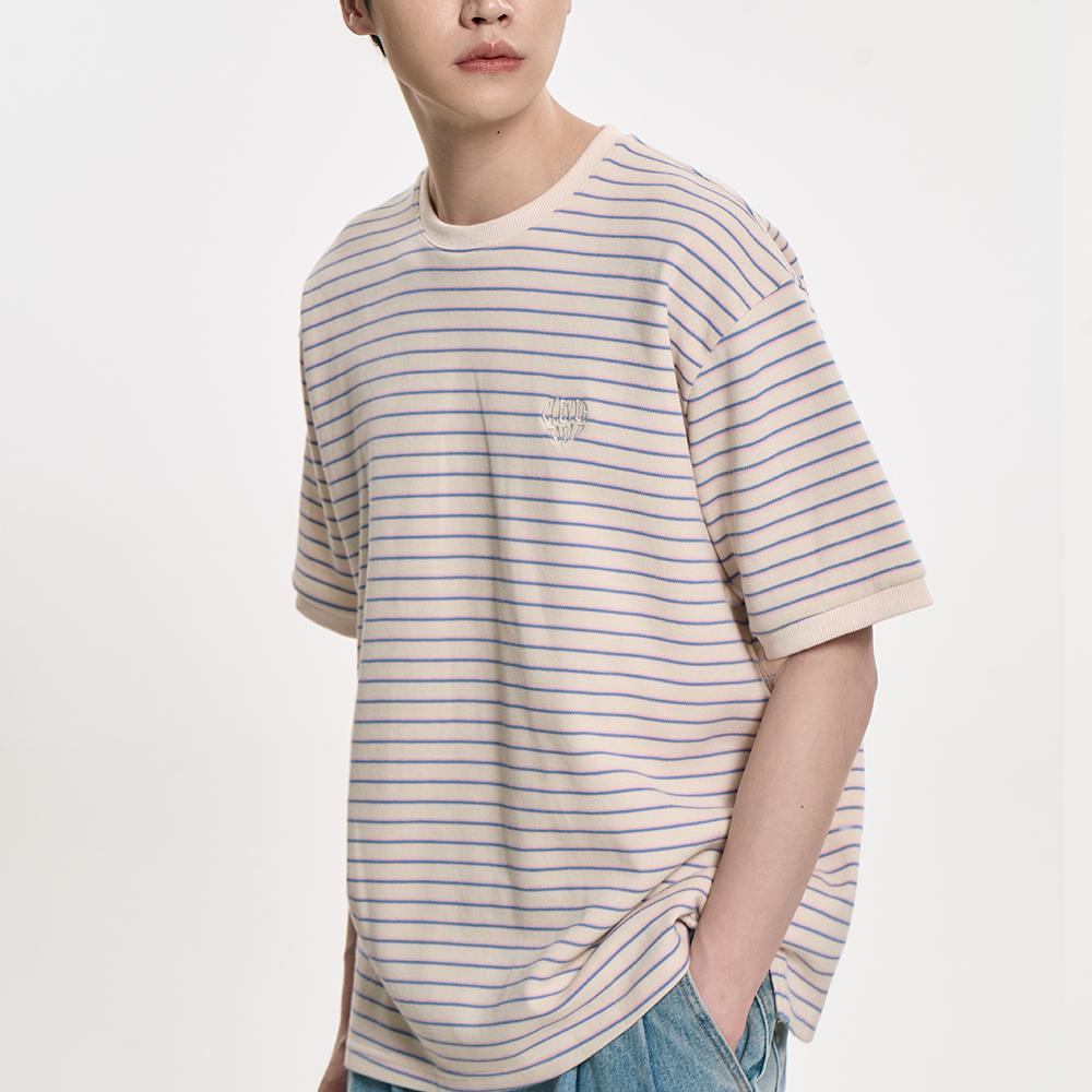 Striped Multi Pique T-Shirt_Cream