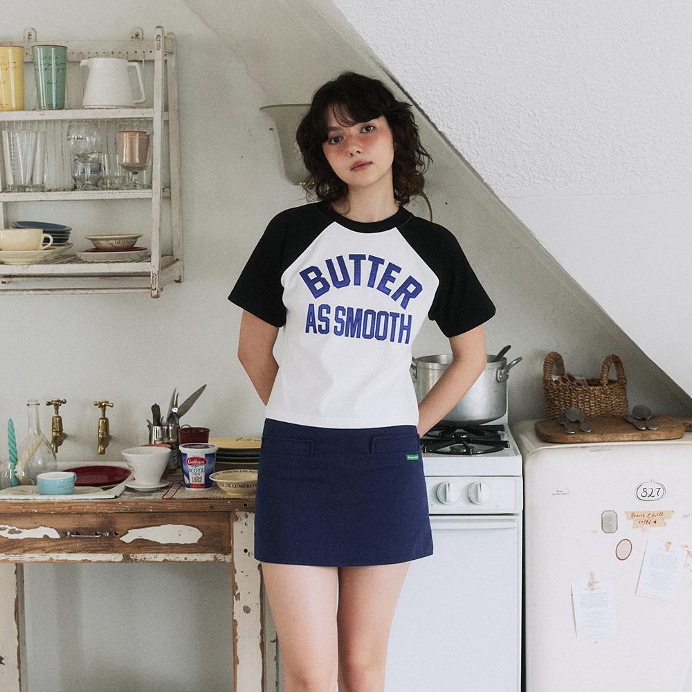 Smooth Raglan Sleeve Tee (Ivory/Black)