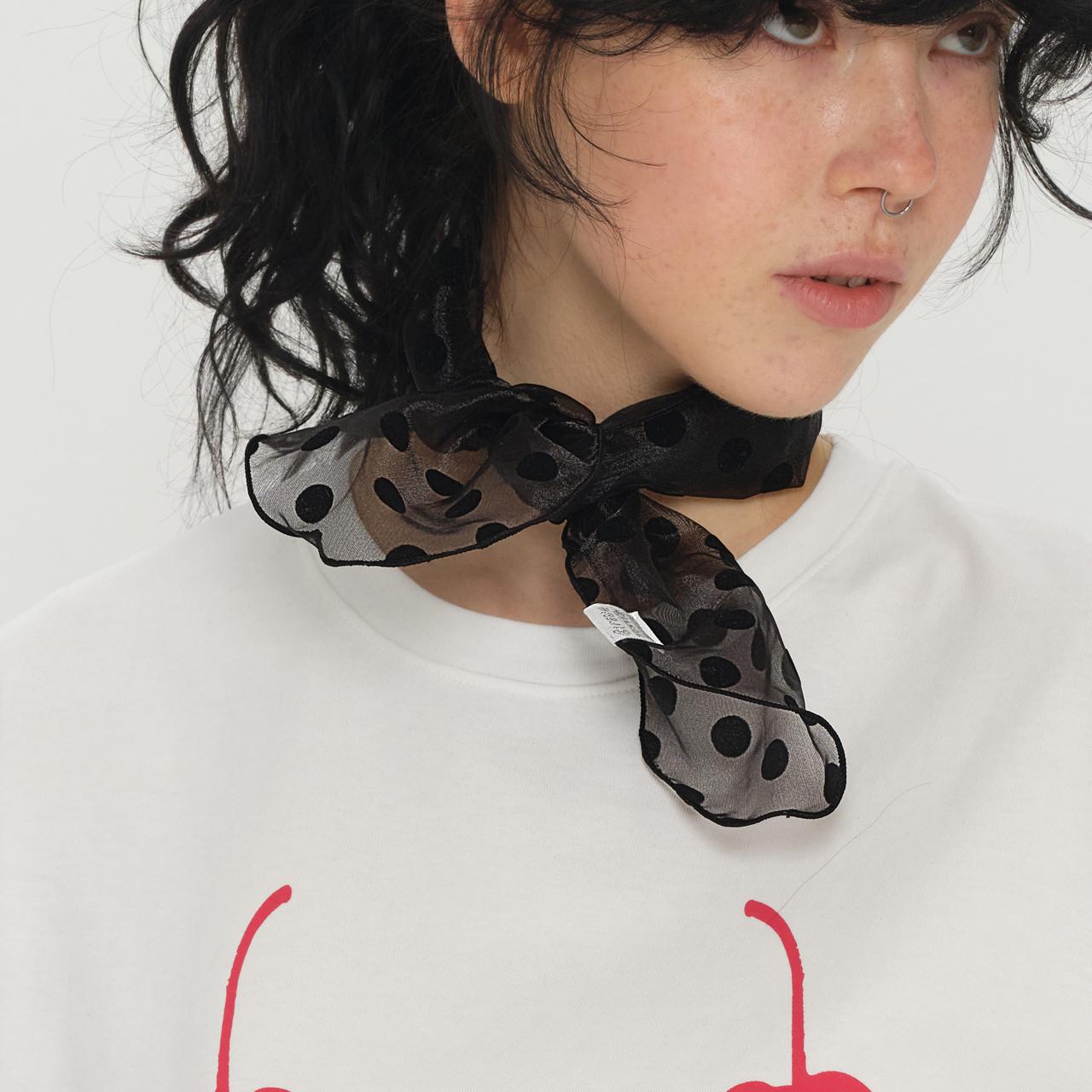 POLKA DOT ORGANZA SCARF (BLACK)