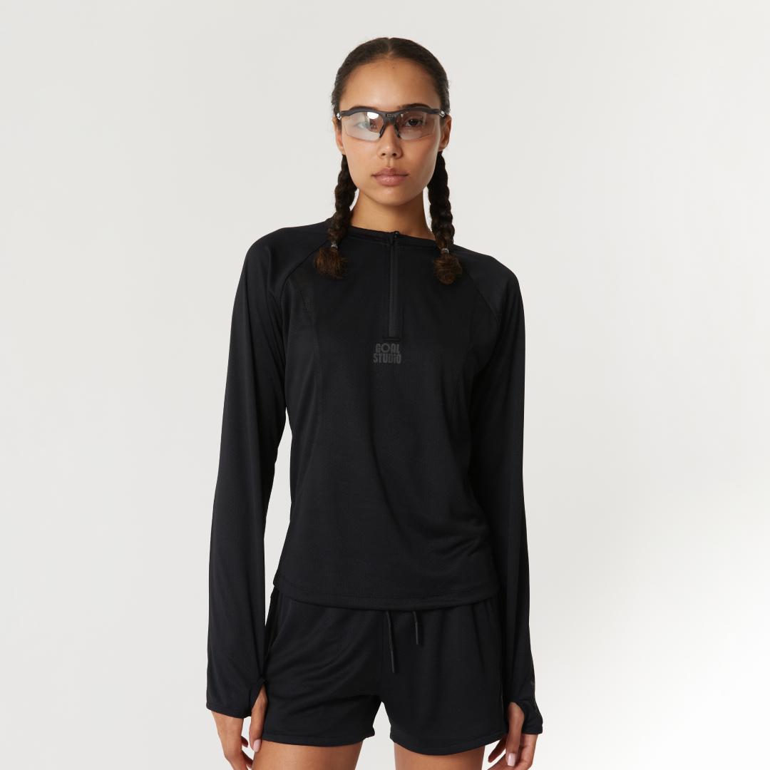 WS LONG SLEEVE QUARTER ZIP-UP-BLACK