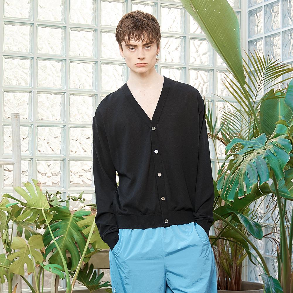 BACK LOGO SEE THROUGH CARDIGAN FOR MEN IN BLACK