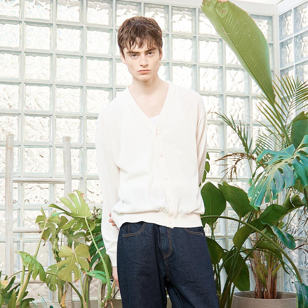 BACK LOGO SEE THROUGH CARDIGAN FOR MEN IN IVORY