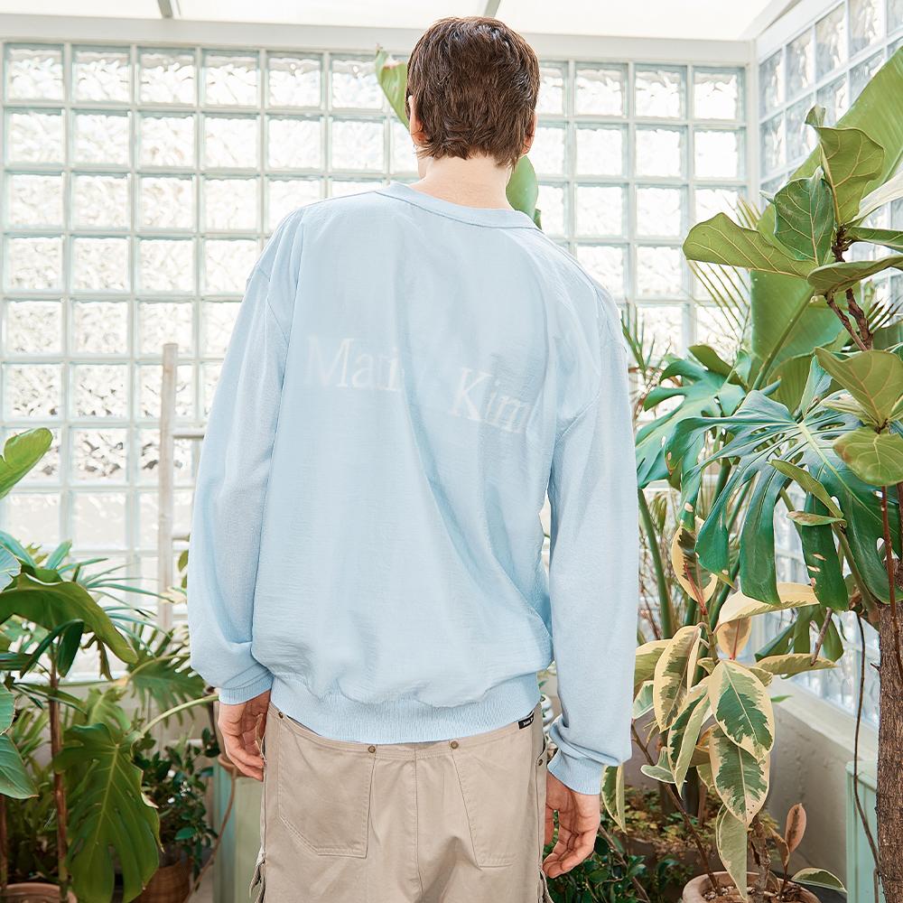 BACK LOGO SEE THROUGH CARDIGAN FOR MEN IN SKY