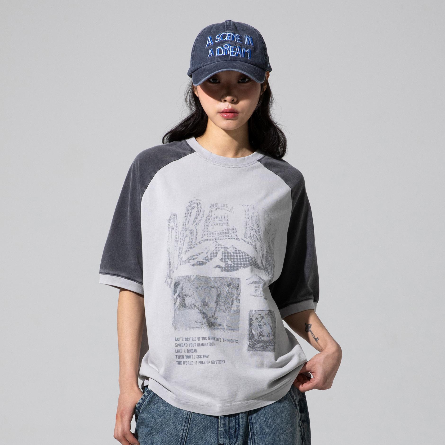 XTT138 케이트 페이딩 래글런 티셔츠(GRAY)
