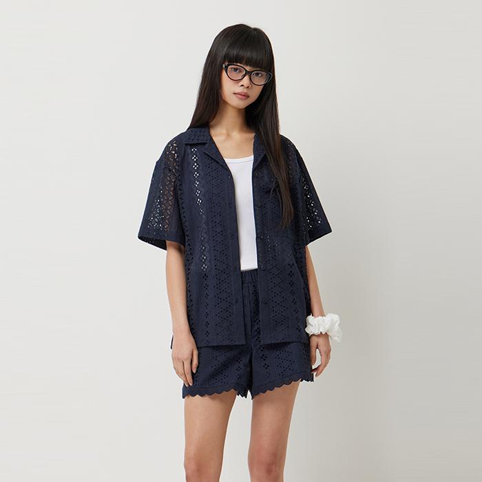 SIS Vivienne Eyelet Lace-up Pocket Shirt SAWS91531NY