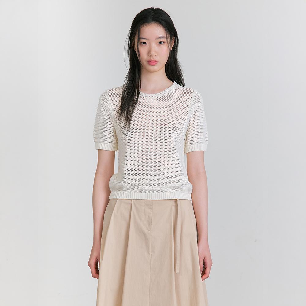 Crochet Knit Pullover  Ivory (KE5551M020)