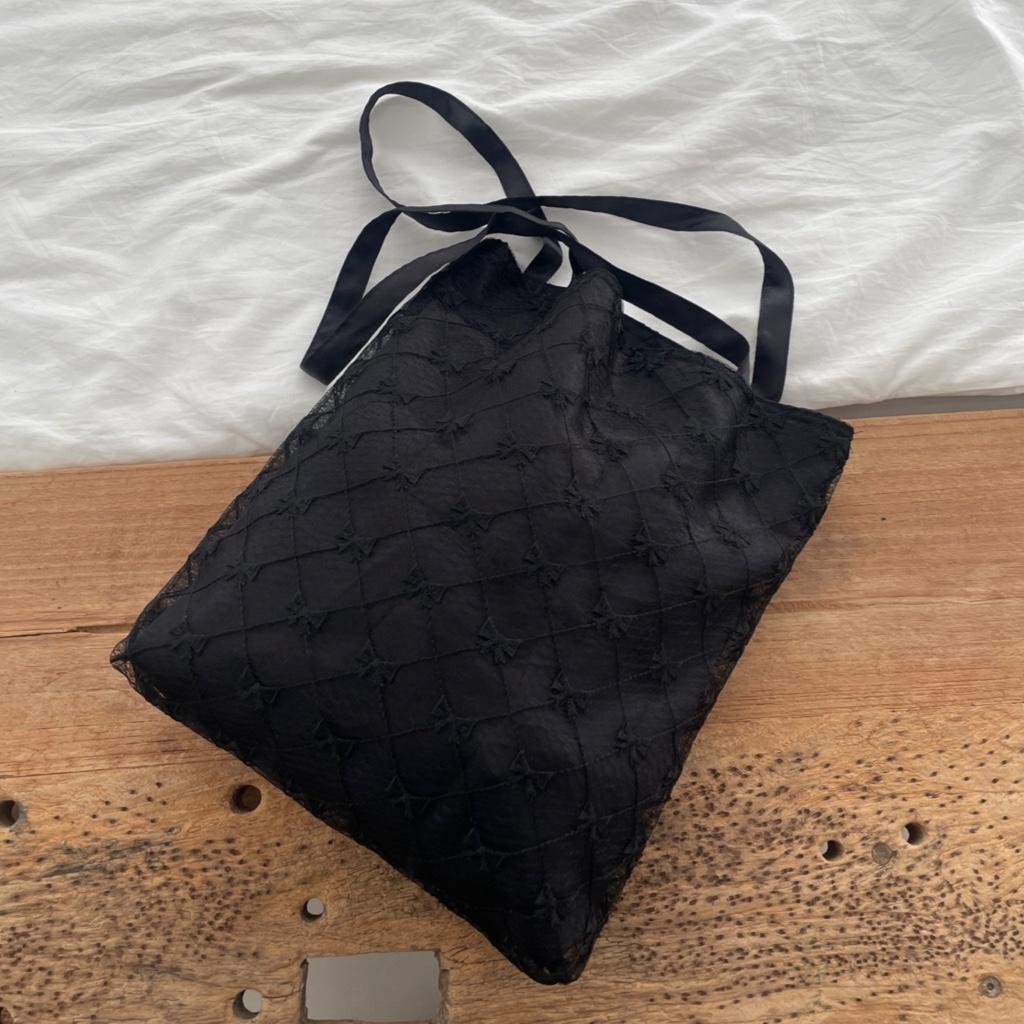 SATIN RIBBON BAG - BLACK