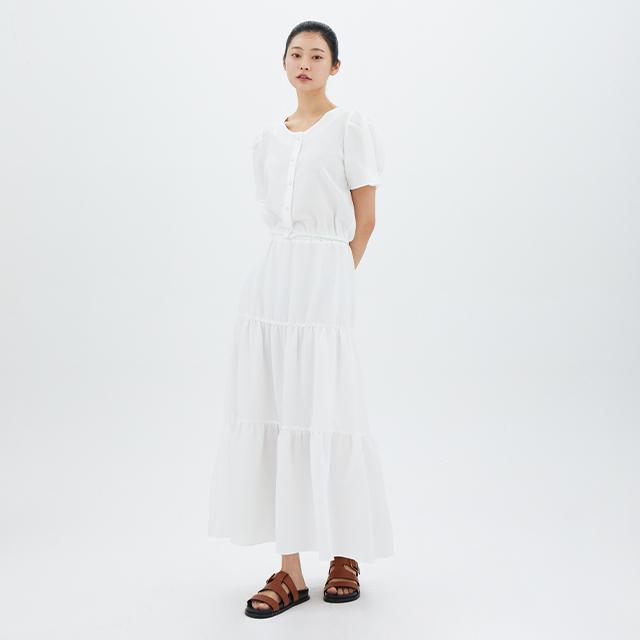 (SET-하의)밴딩 롱 티어드 스커트 AR2WS580
