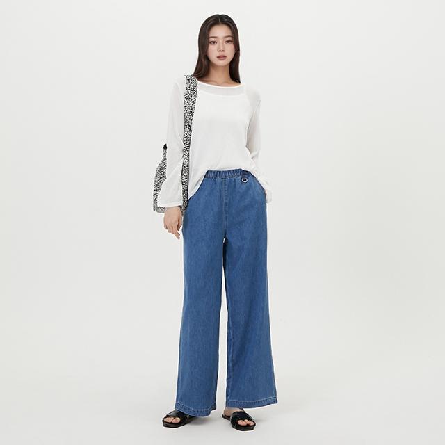 밴딩 스토퍼 D링 데님 와이드팬츠 AR2DP562