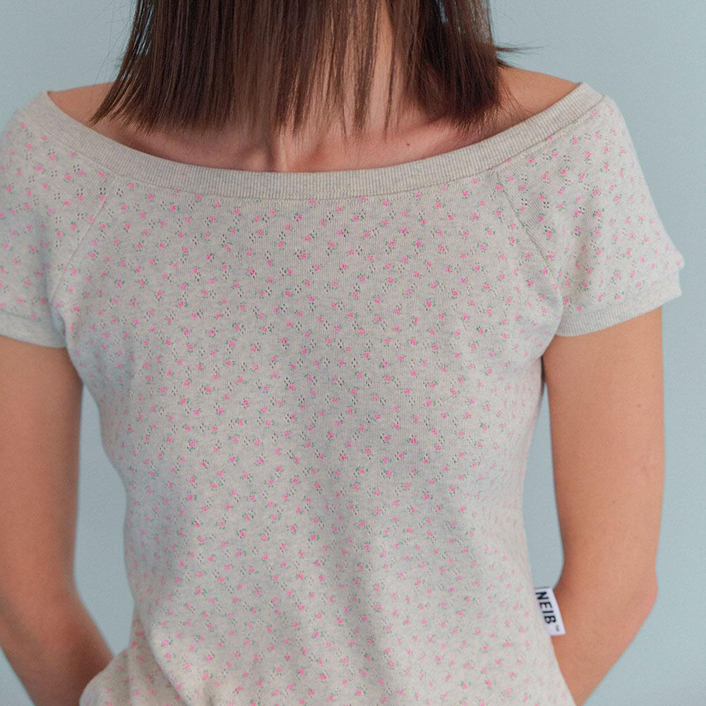 Boat Neck Sweatshirt (floral pointelle)