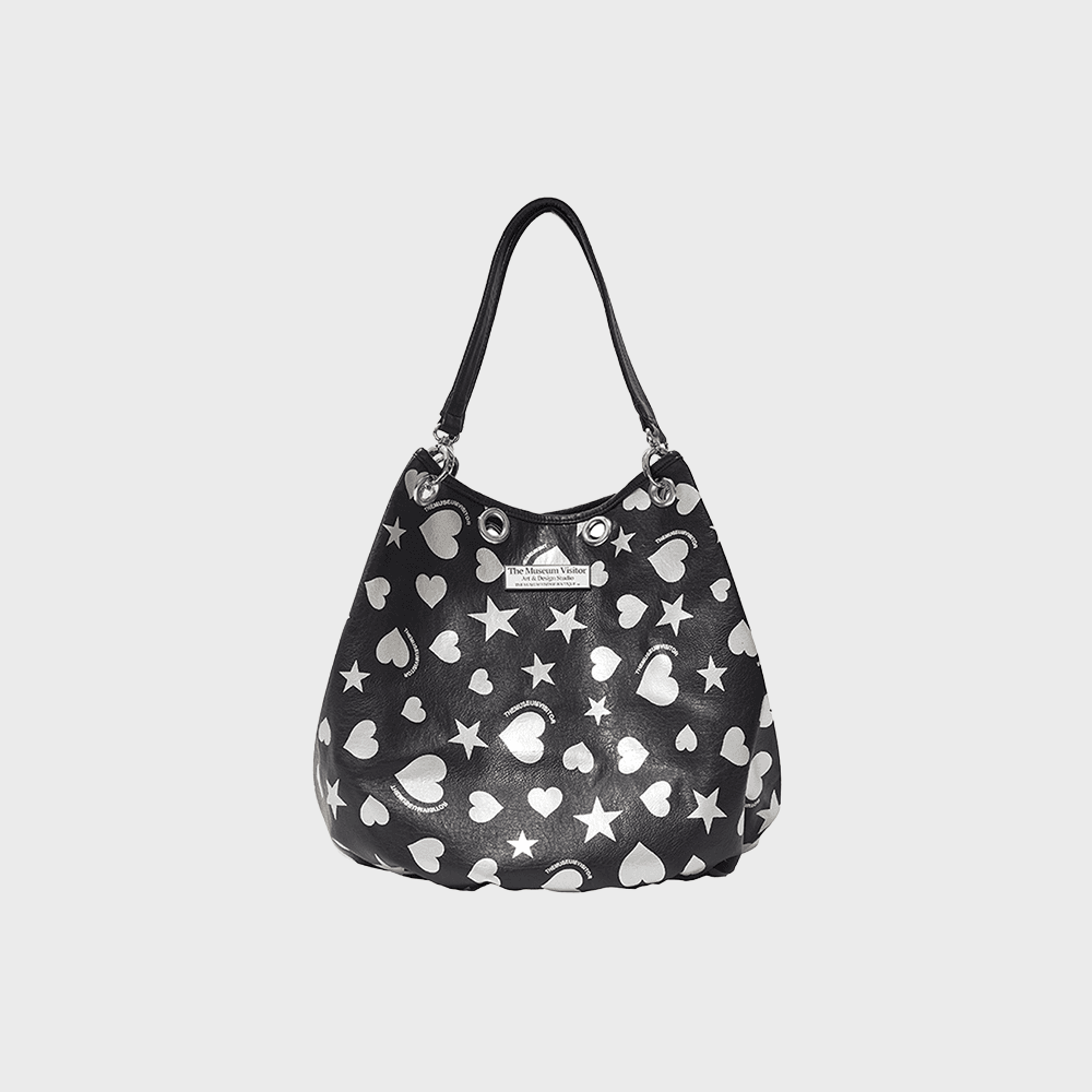 HEART STAR CRACK TOTE BAG (BLACK)