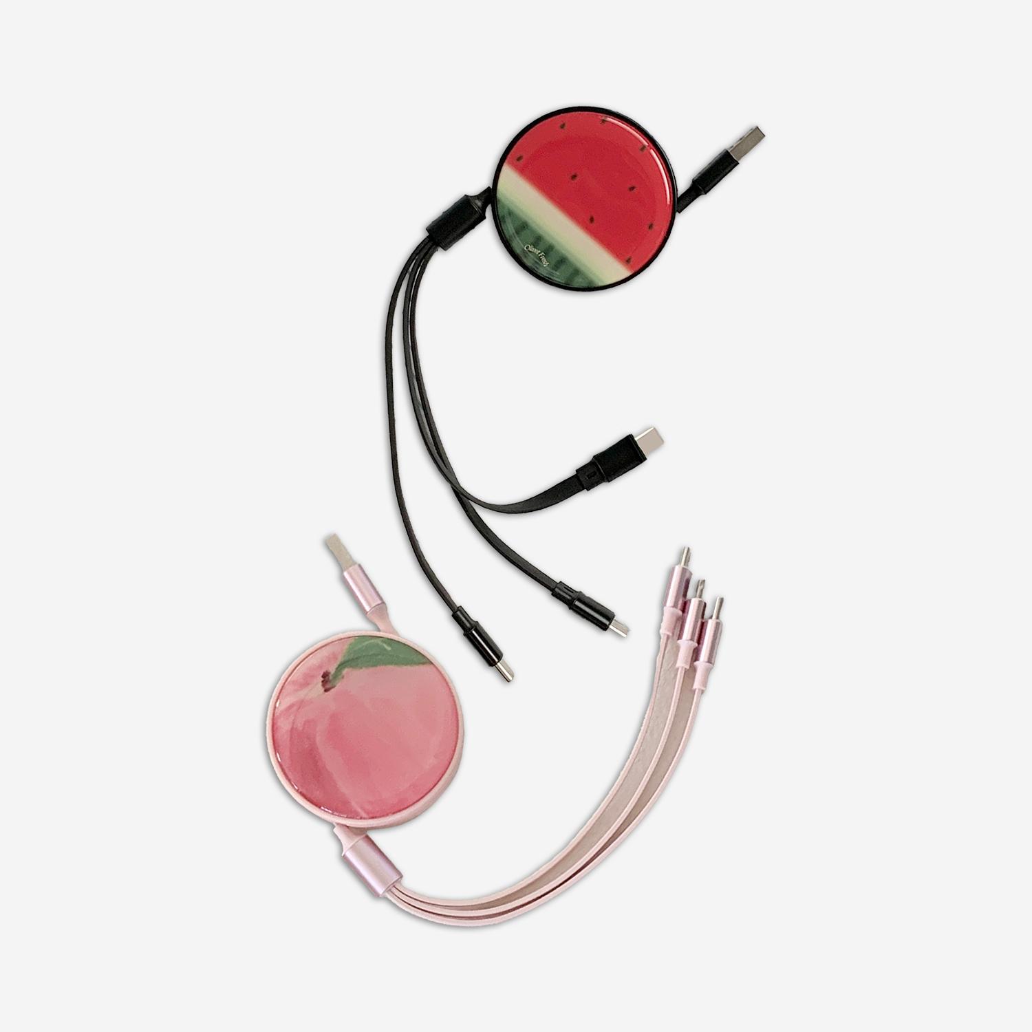 3 in 1 smart reel charge cable (fruits) 고속 충전 케이블 과일 