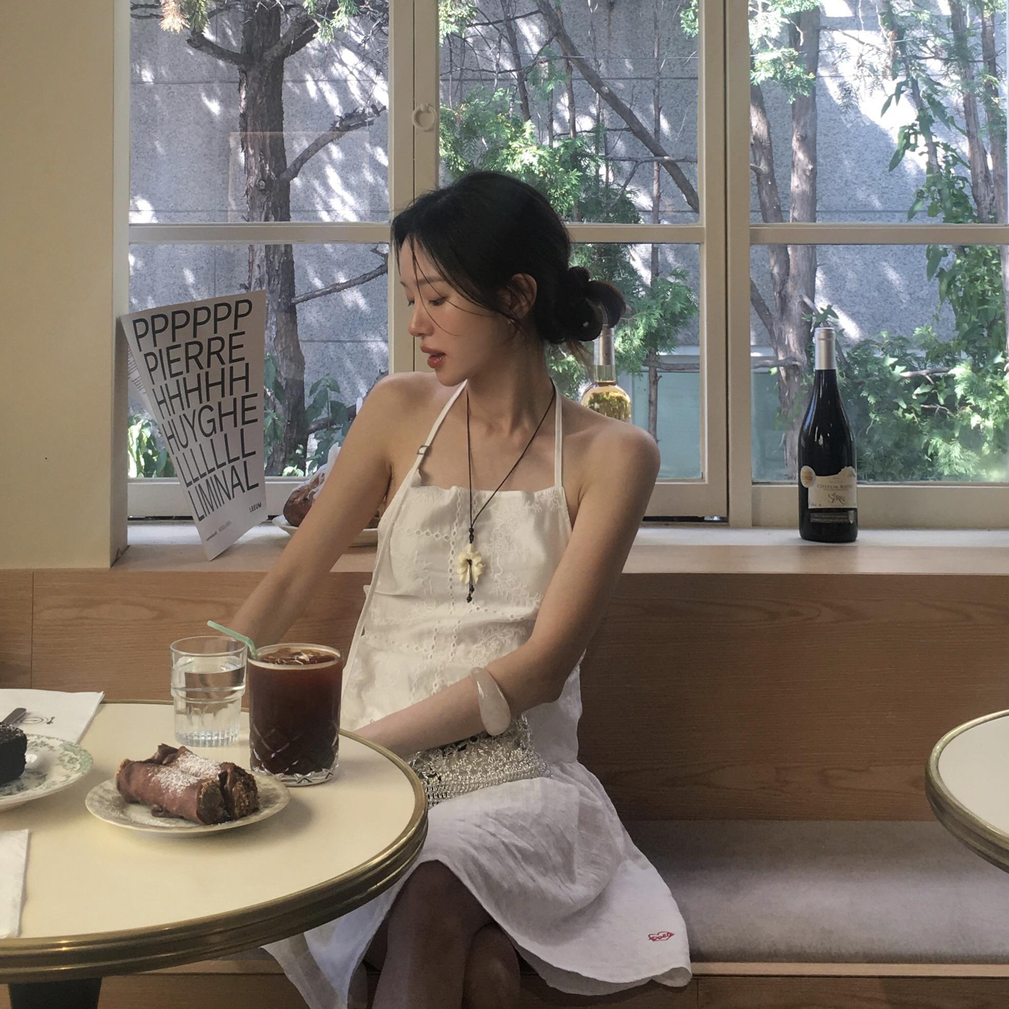 [인플루언서 착용]lace back open bustier_ivory