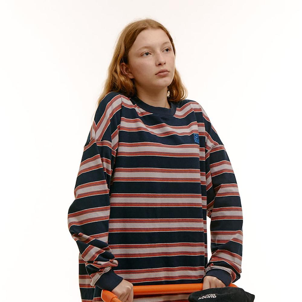 (UNISEX) 스트라이프 롱슬리브 티셔츠  네이비 (MS5841B02R)