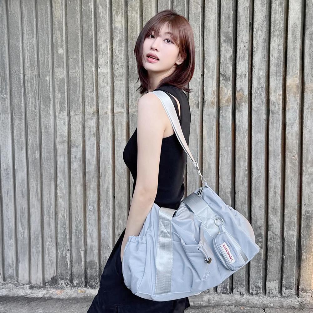 [파우치세트] glossy shoulder duffel bag_Mist blue