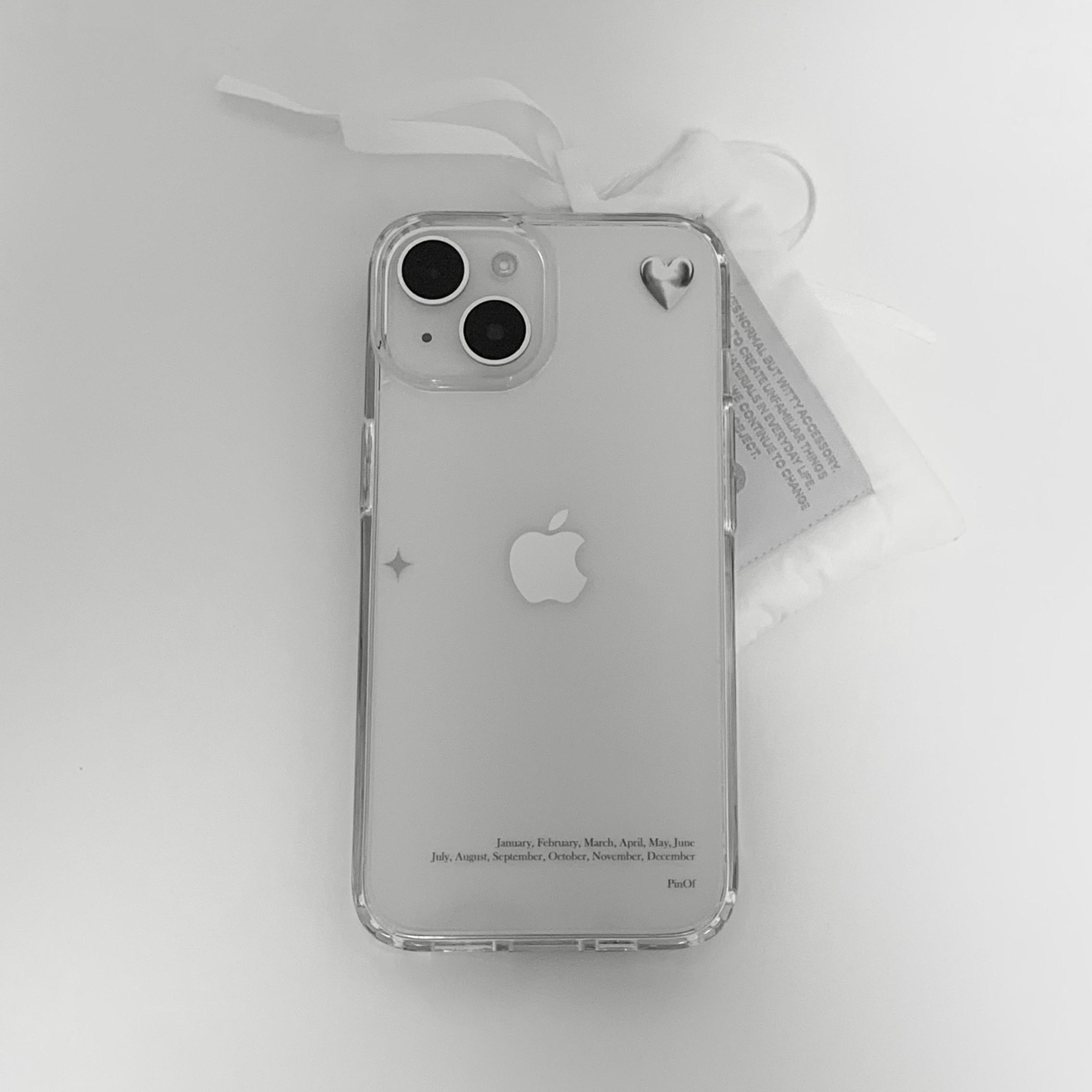Silver heart jellhard phone case