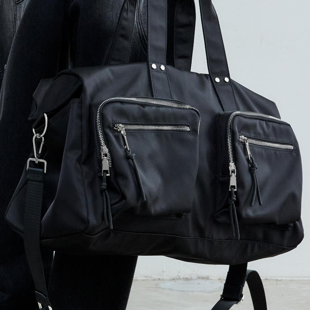 TWO POCKET BOSTON BAG BLACK