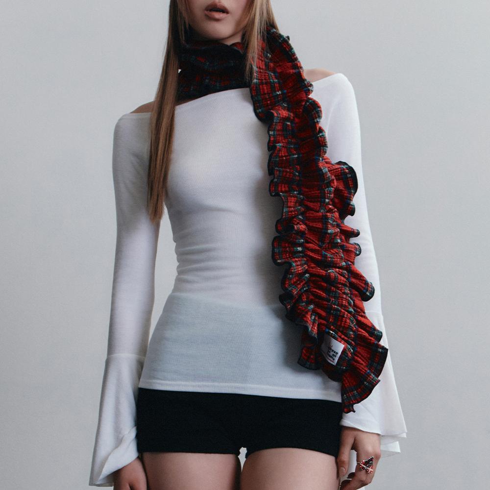 EMMA FRILL MUFFLER (TARTAN CHECK RED)