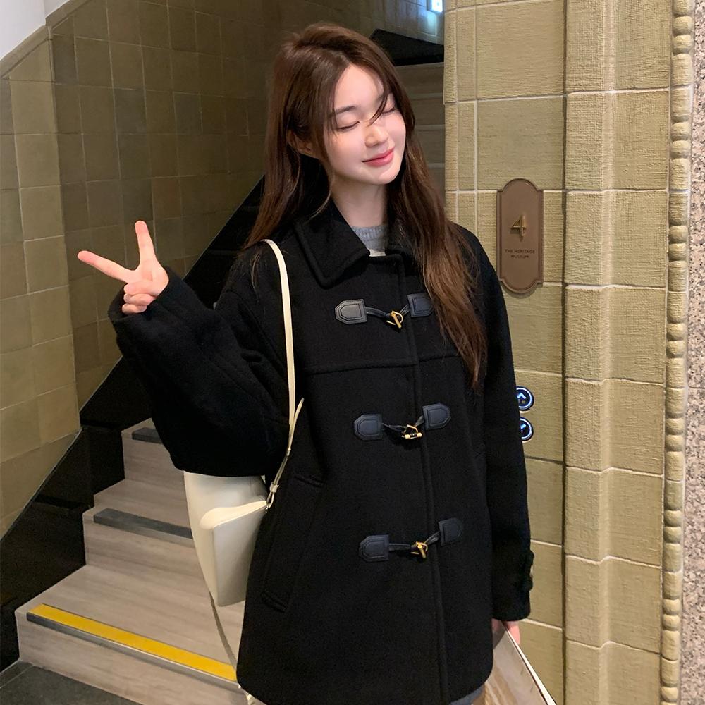 Wool Lucas Duffle Short Coat Black