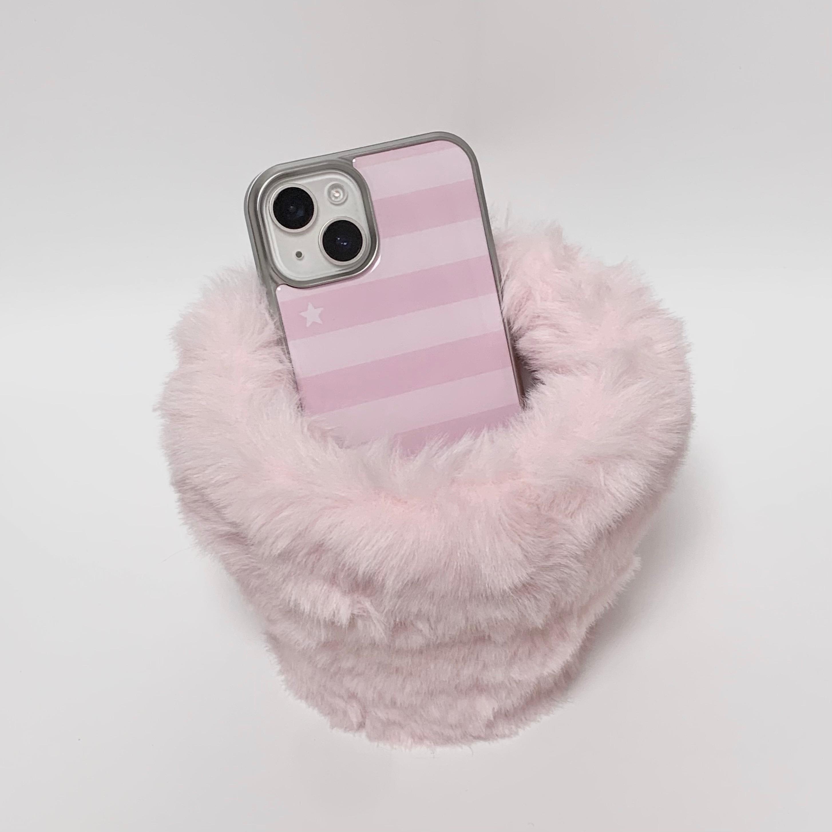 Pink stripes epoxy phone case