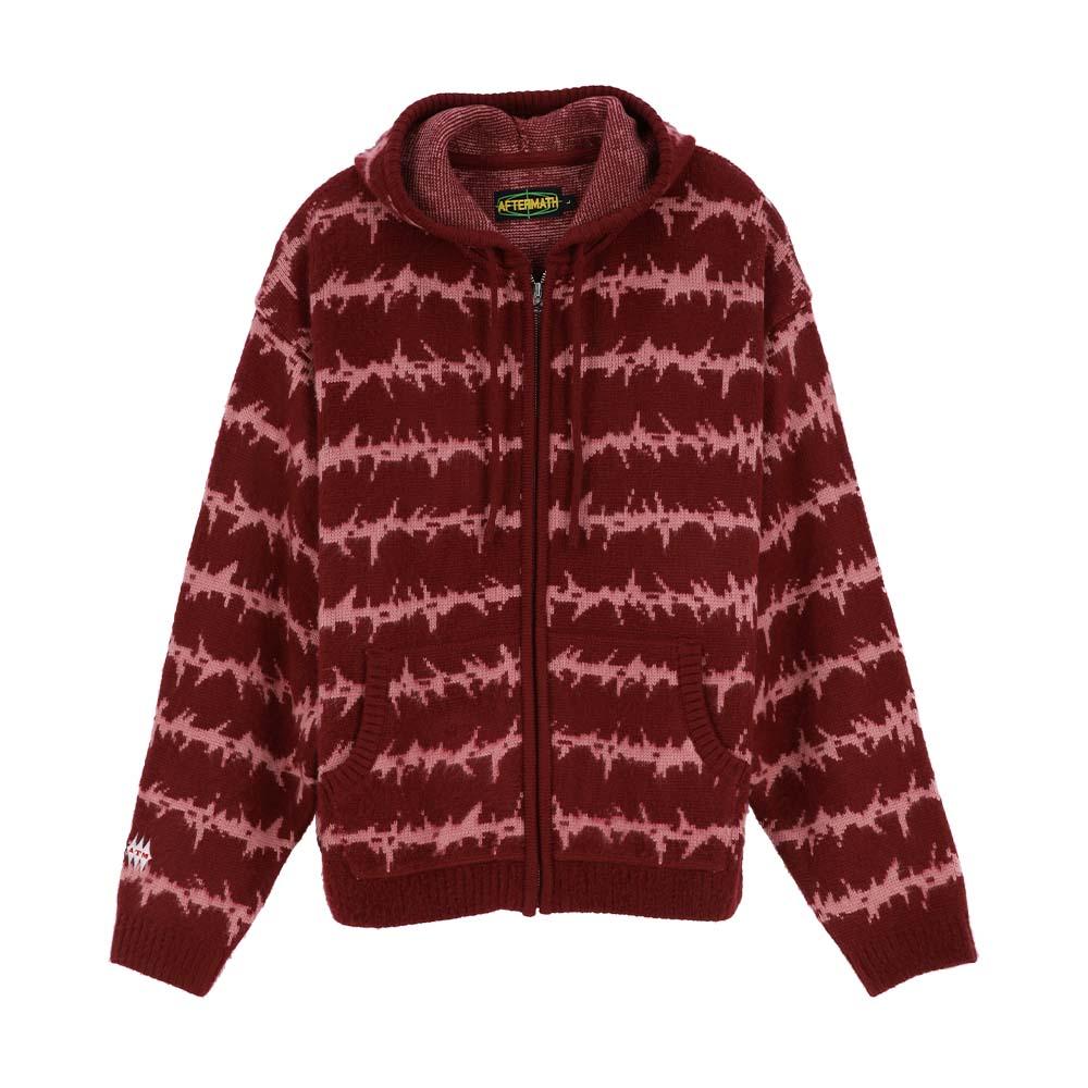 MOHAIR KNIT ZIP HOODIE RED