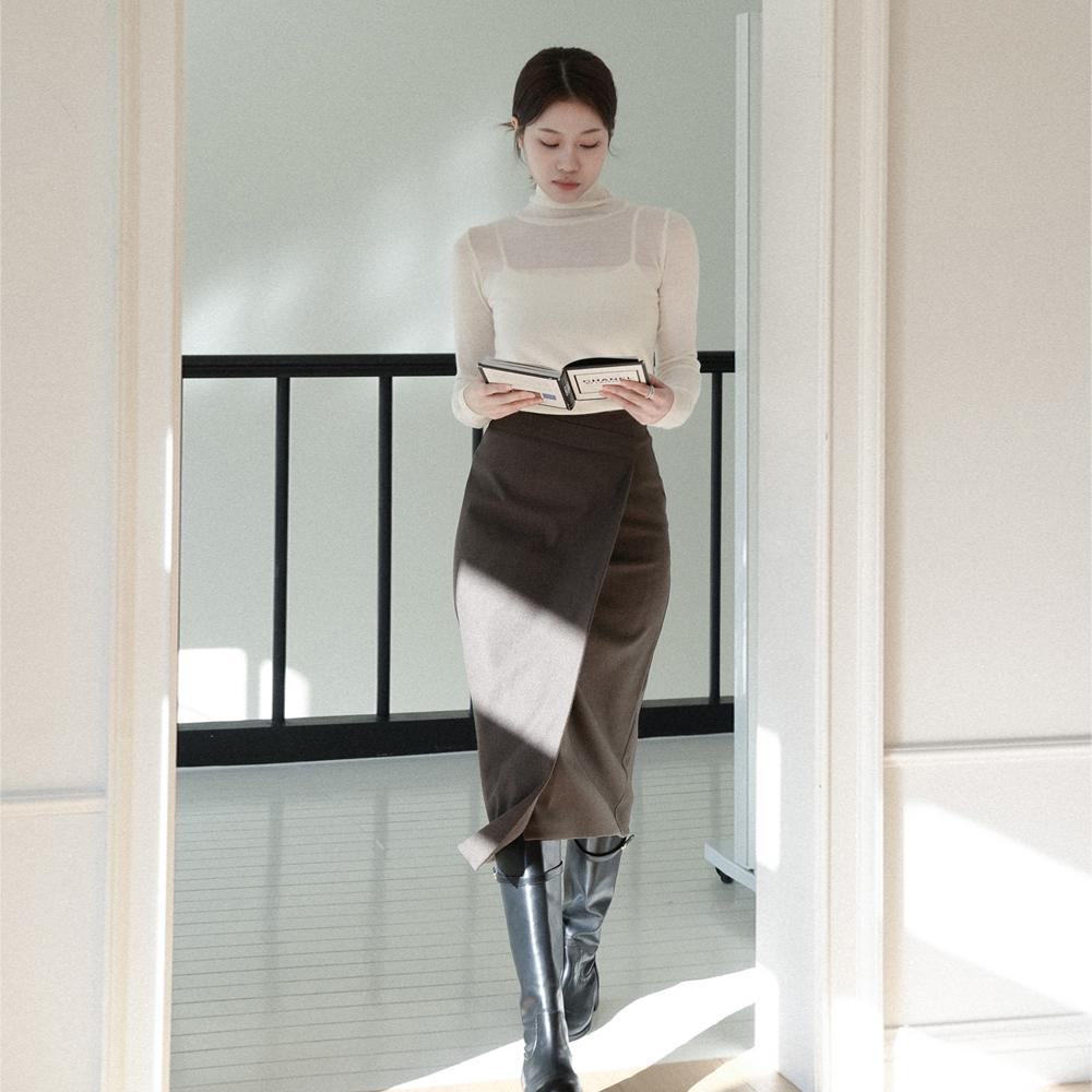 포플린 랩 스커트 (브라운)