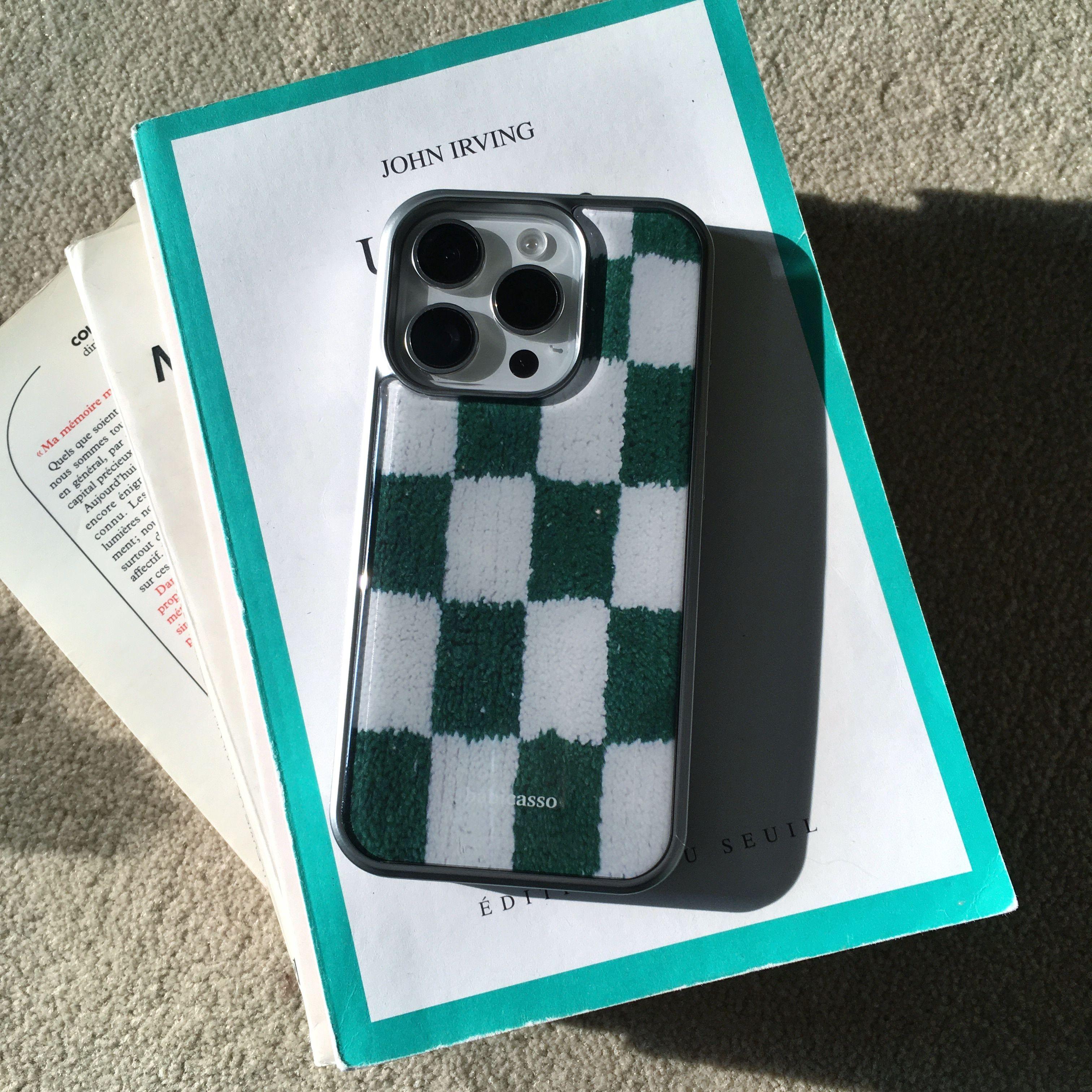 Epoxy Silver Case[Check Knit Green]