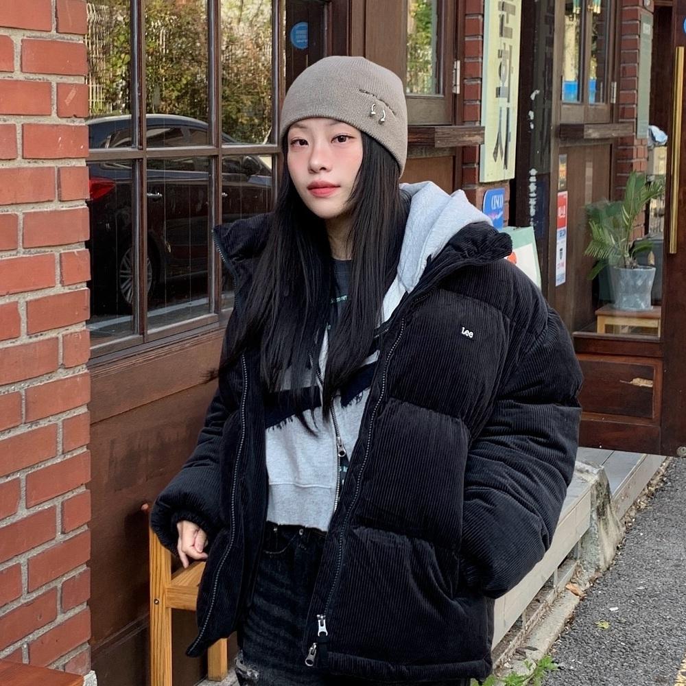 코듀로이 패딩 자켓 블랙
