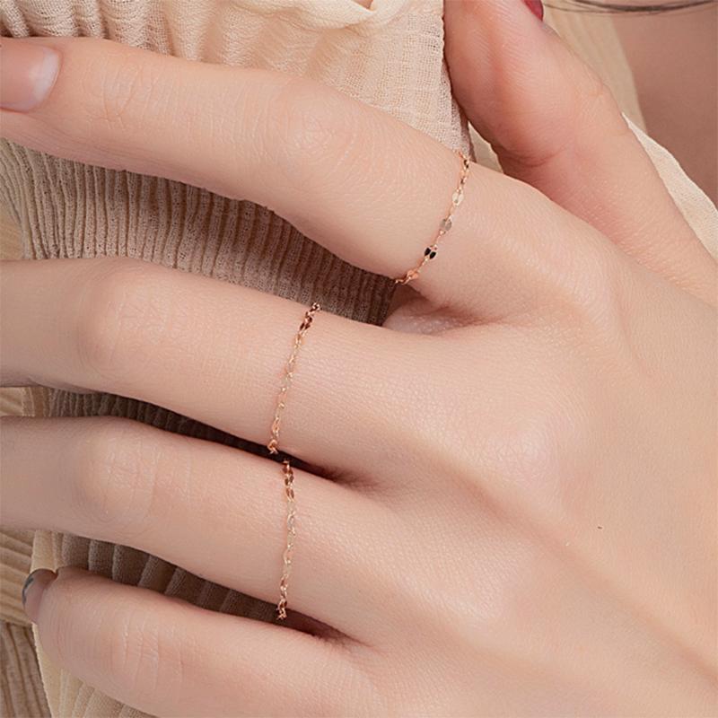 14K Tiny 아몬드 체인 반지