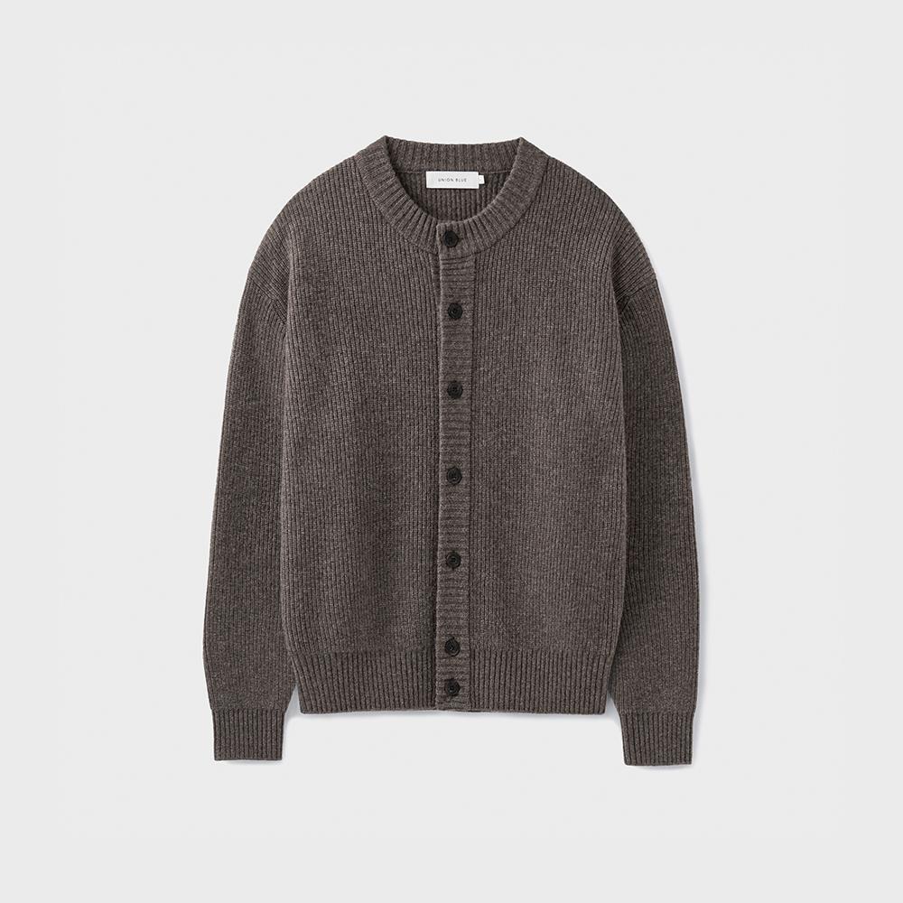 STRUCTURED CROP CARDIGAN [MELANGE BROWN]