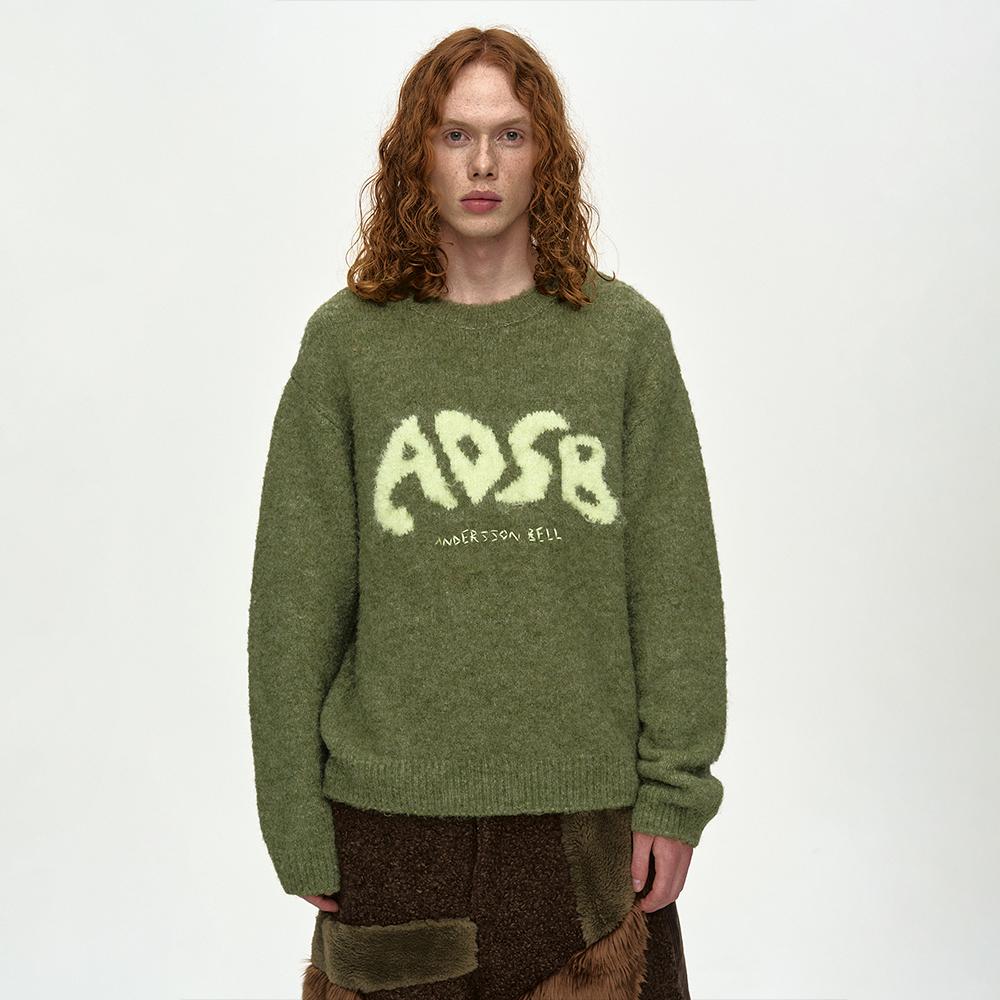 ADSB INTARSIA CREW-NECK SWEATER atb1413m(GREEN)
