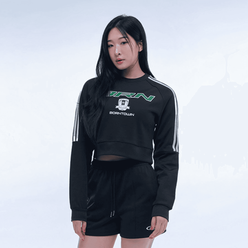 BRN TRACK LINE JERSEY CROP SWEATSHIRTS [2 COLOR]
