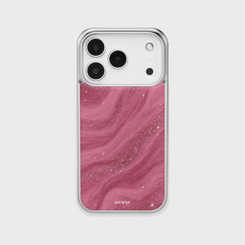 [made] pink glitter silver bumper case (+맥세이프 케이스)