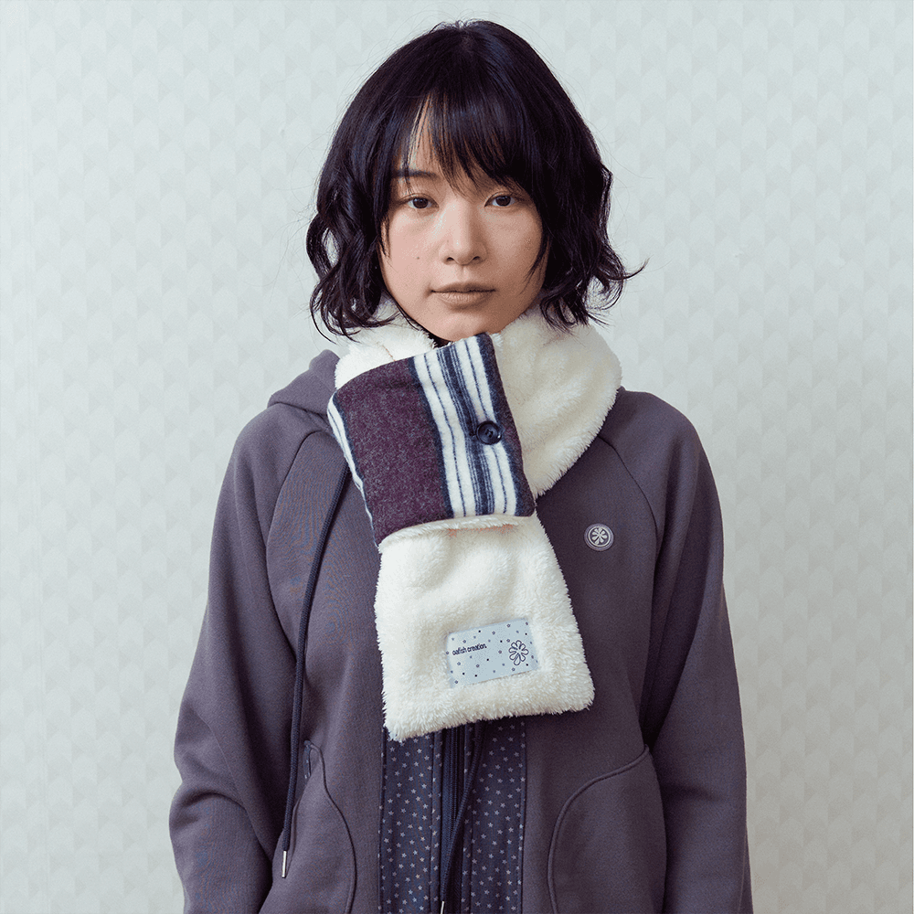 STRIPE REVERSIBLE MUFFLER, PLUM
