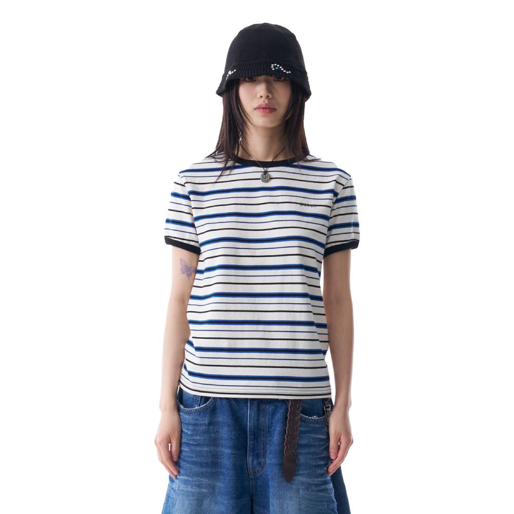 Striped Ringer Top (Ivory-Blue)