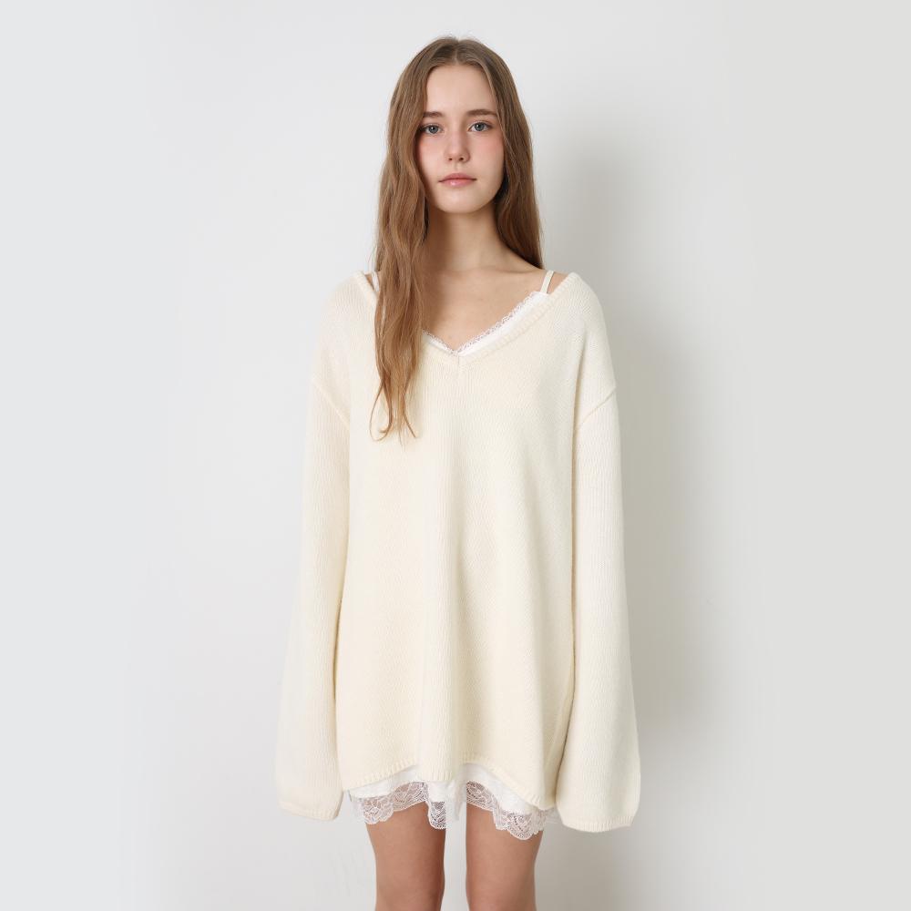 Deep Line Wool Knit - Ivory