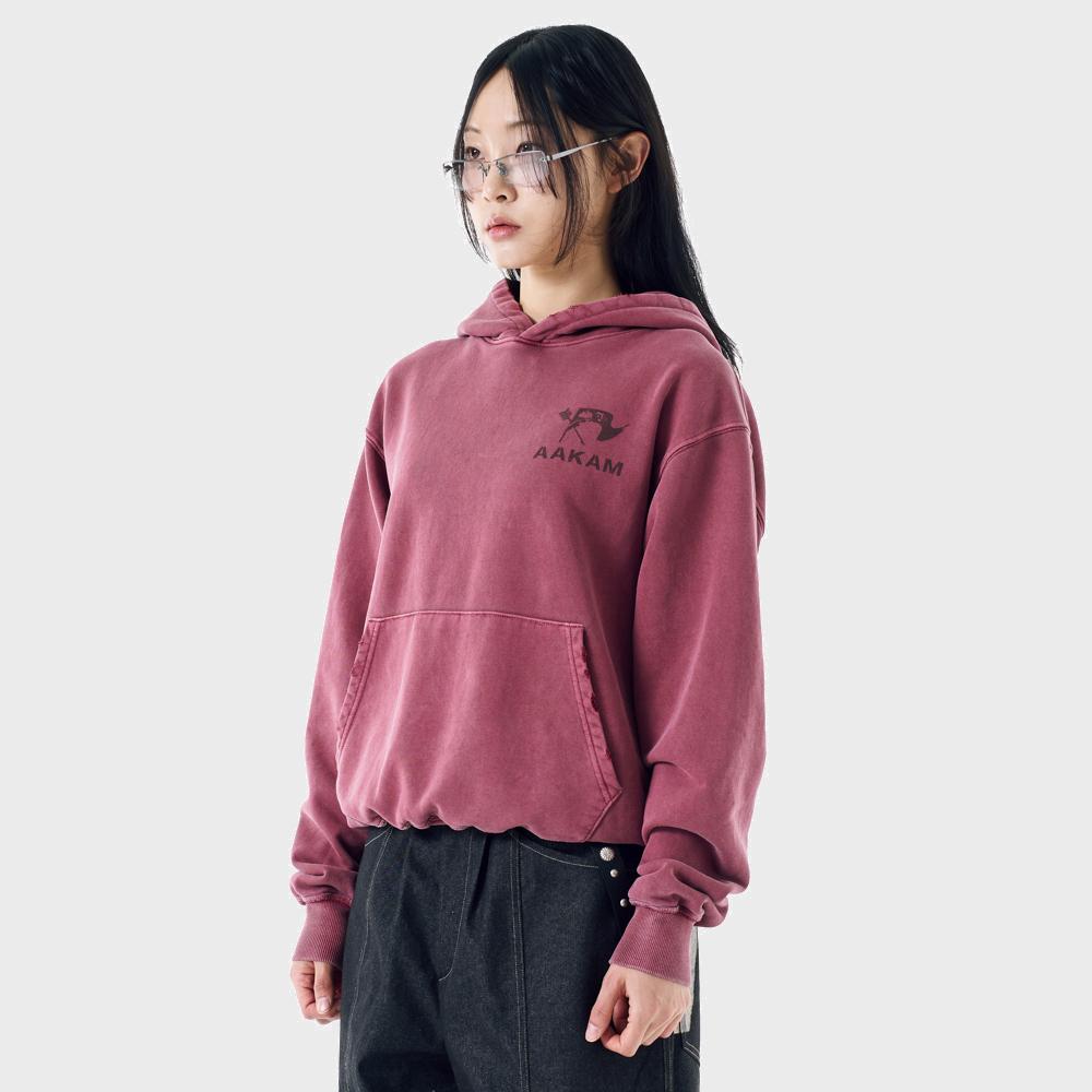 Distressed Flag Printed Hoodie (Red)