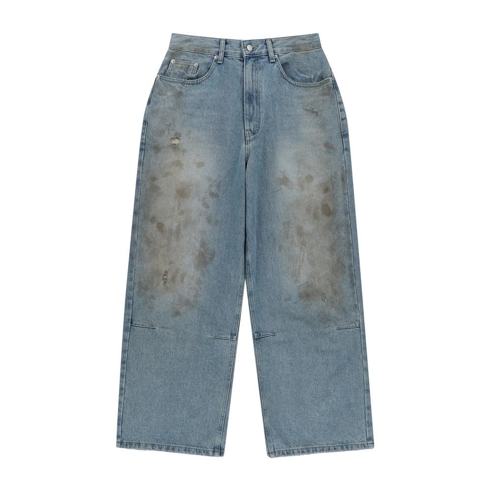 Dirty Washed Denim Pants (Blue)