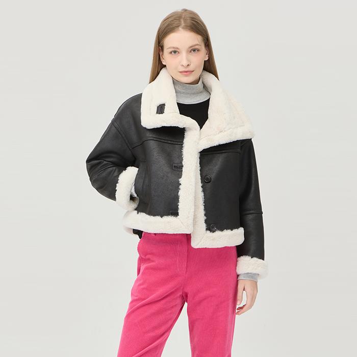 [Online Exclusive] 무스탕 가죽 점퍼_BAJPE1561BK