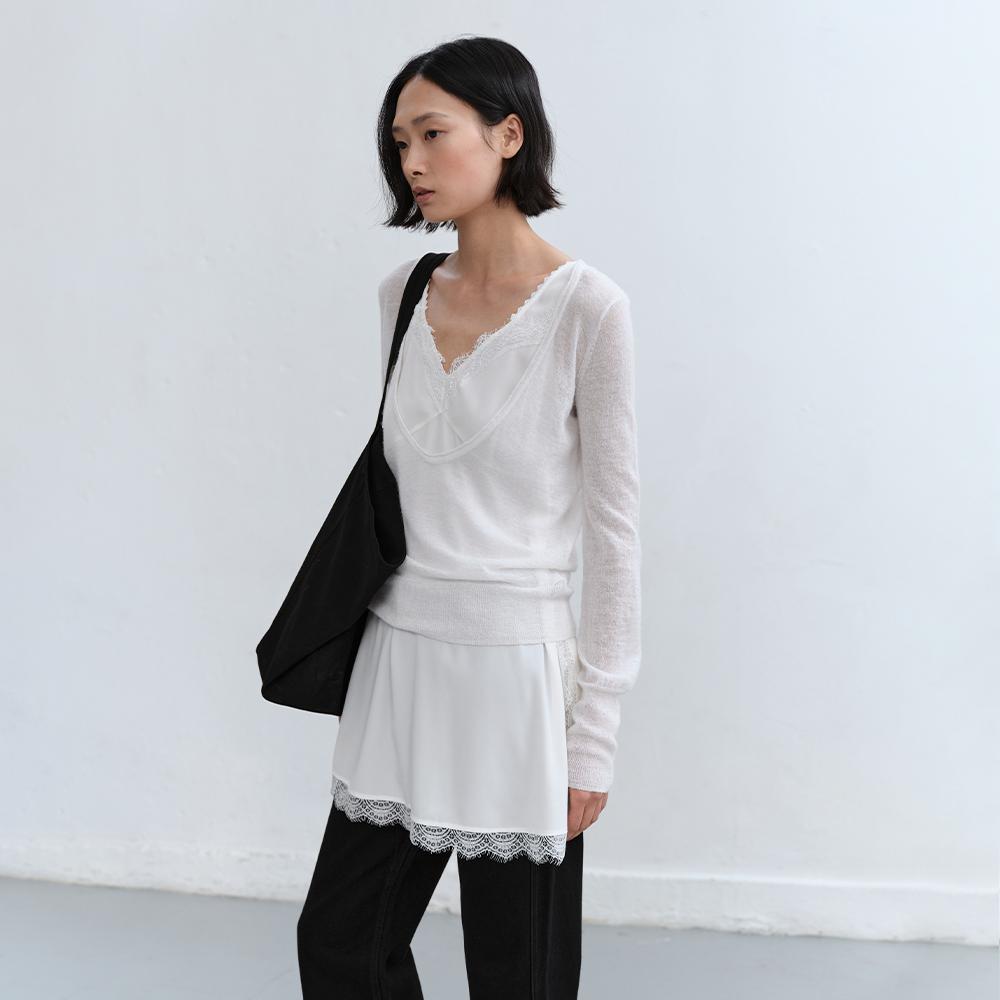 [4th REORDER]DEEP V-NECK ALPACA KNIT [WHITE]