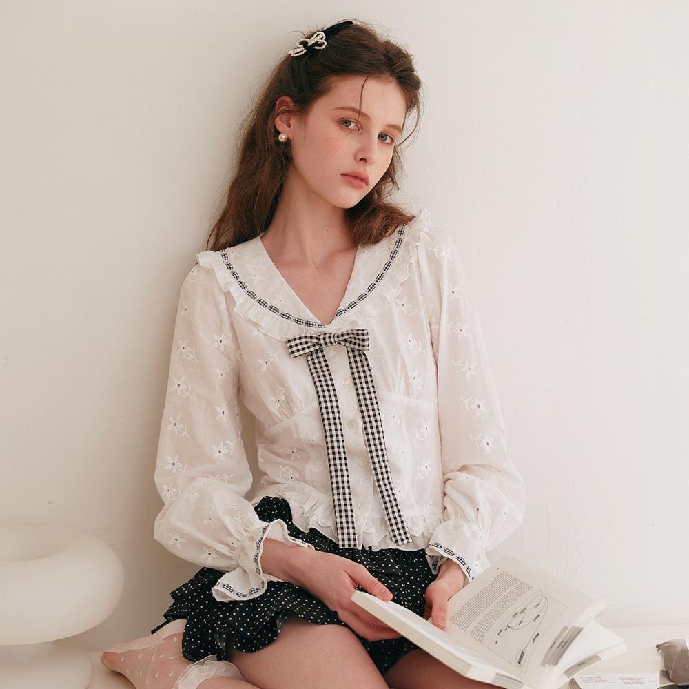 Cest_Embroidery doll collar ruffle blouse