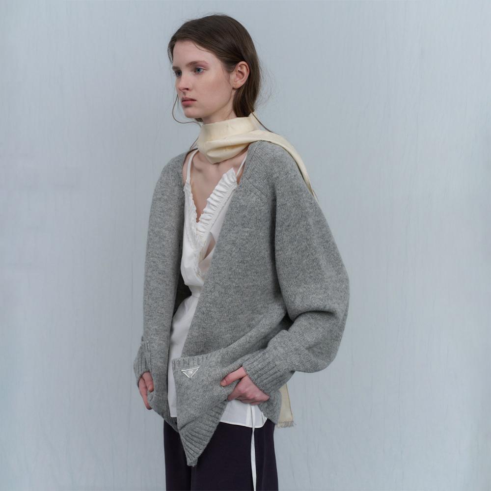 [6th] Note wool overfit cardigan - grey