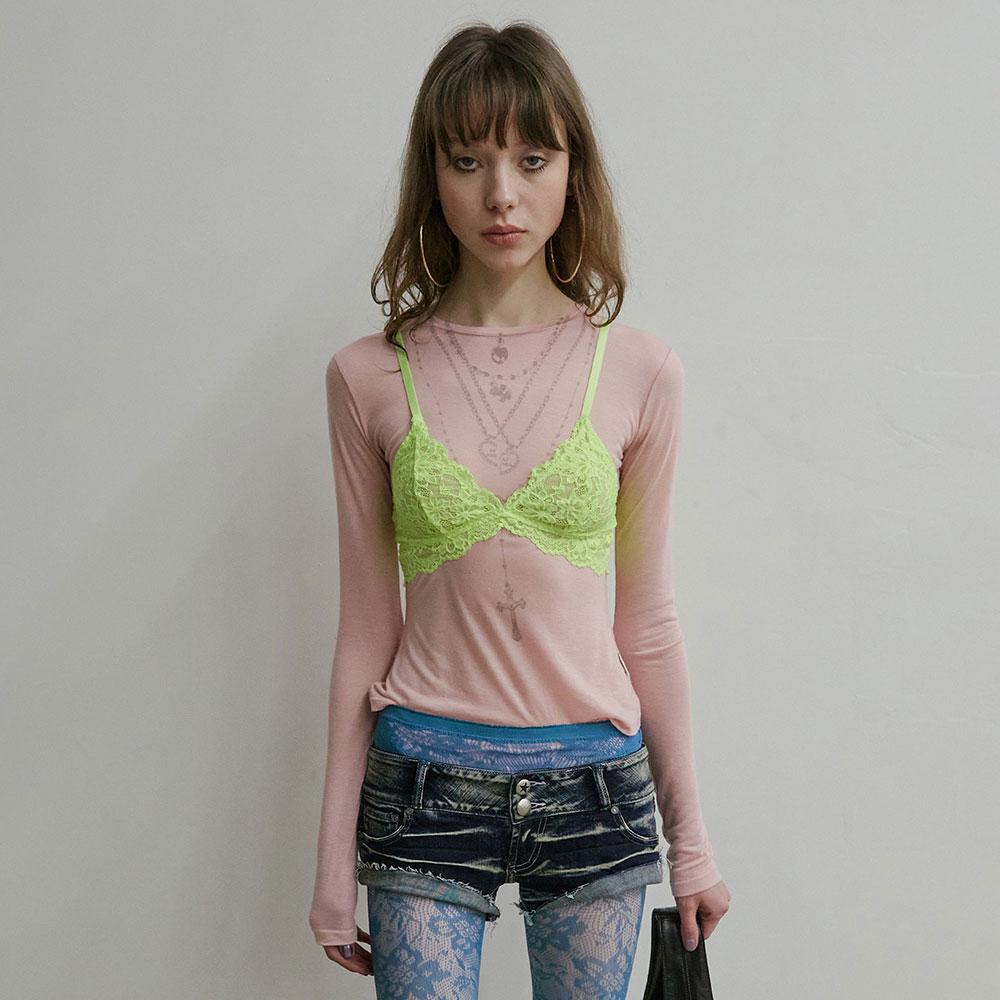 Faux Necklace Tee Baby Pink