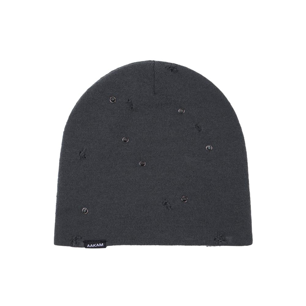 Rhinestone Damaged Long Beanie (Gray)