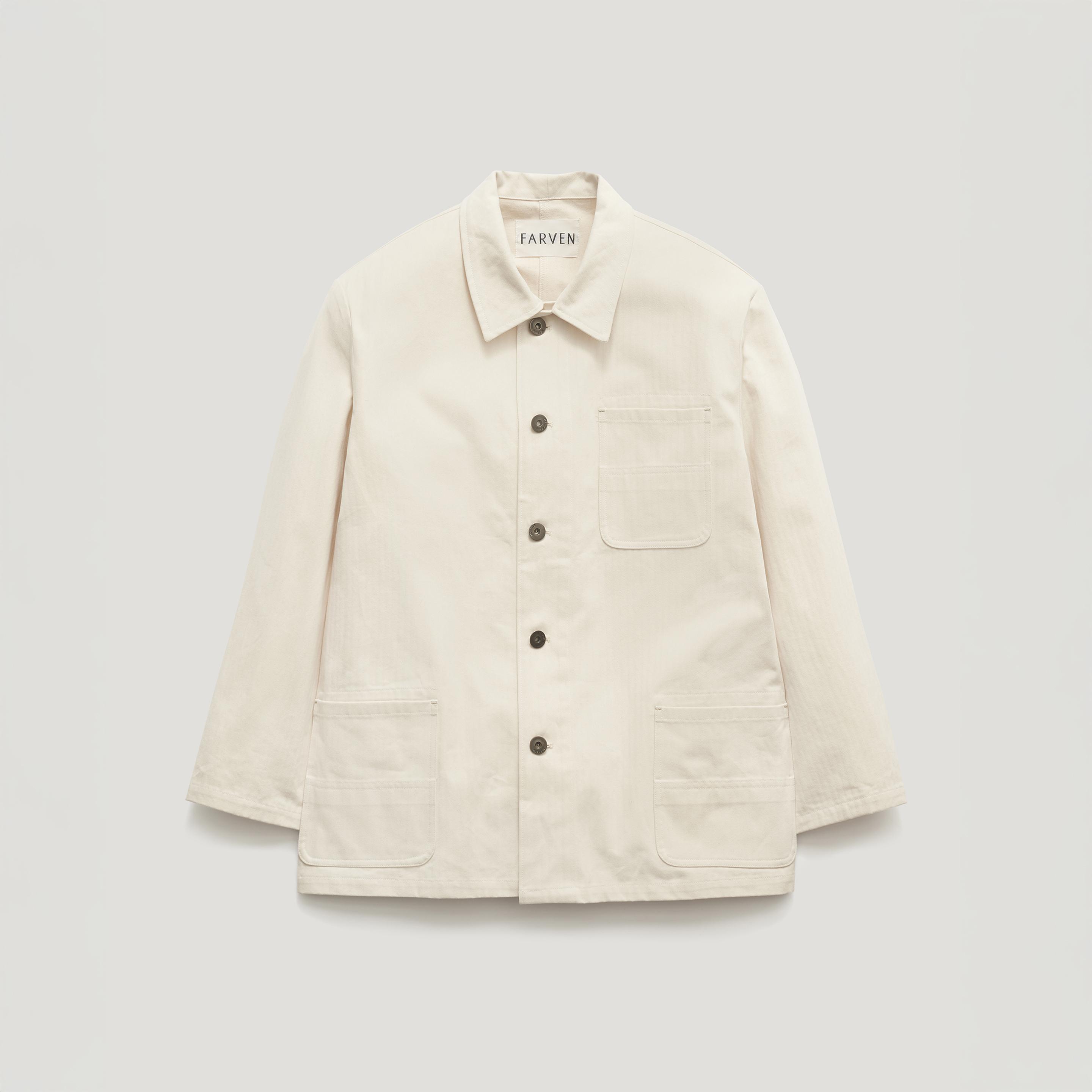 [4th reorder 2/26 PM12:16 open] PALE HERRINGBONE UTILITY WORK JACKET_IVORY