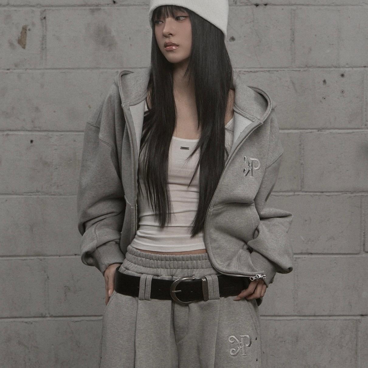 Steel Stud Hood Zip-Up (gray)