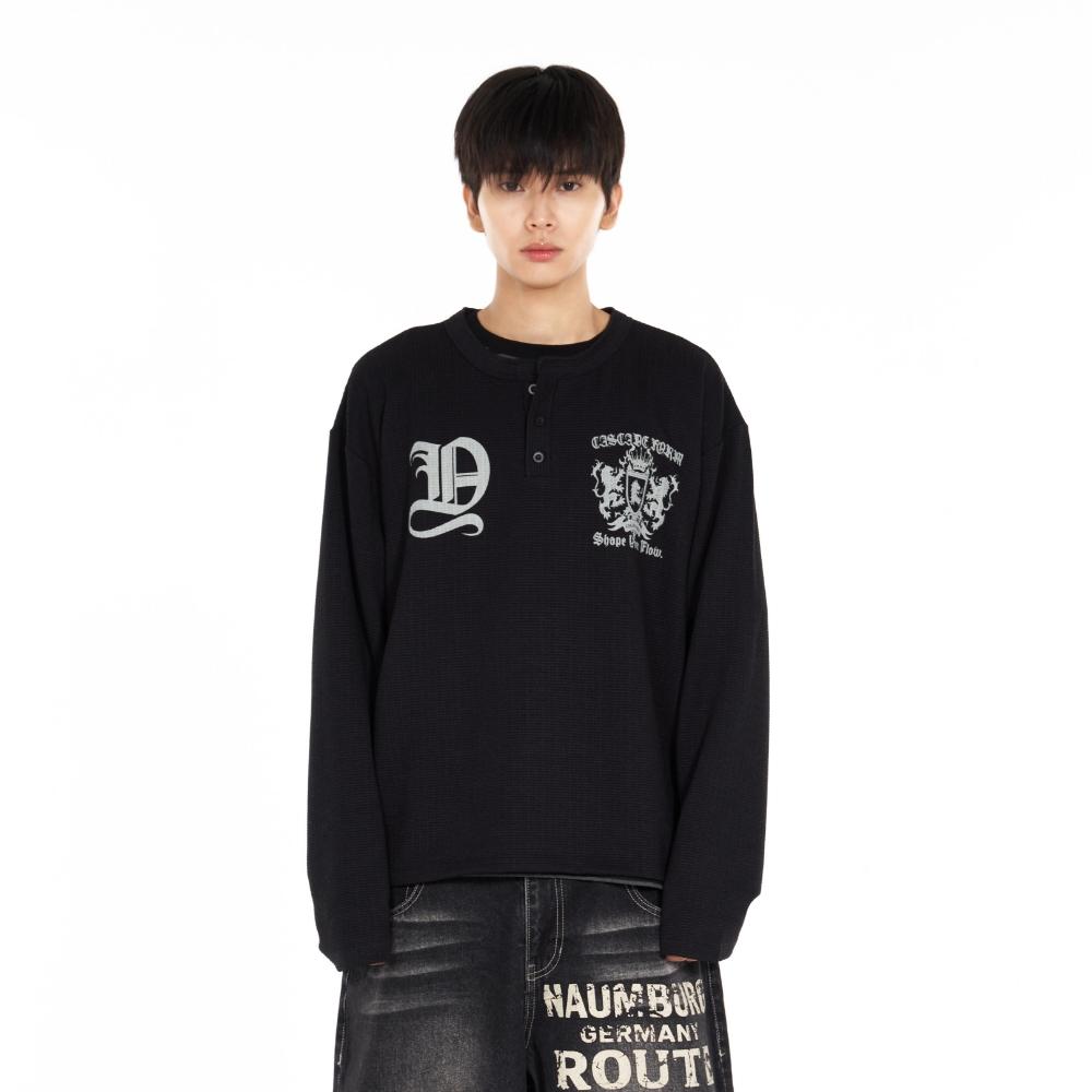 Shape Henley Neck Long Sleeve Black
