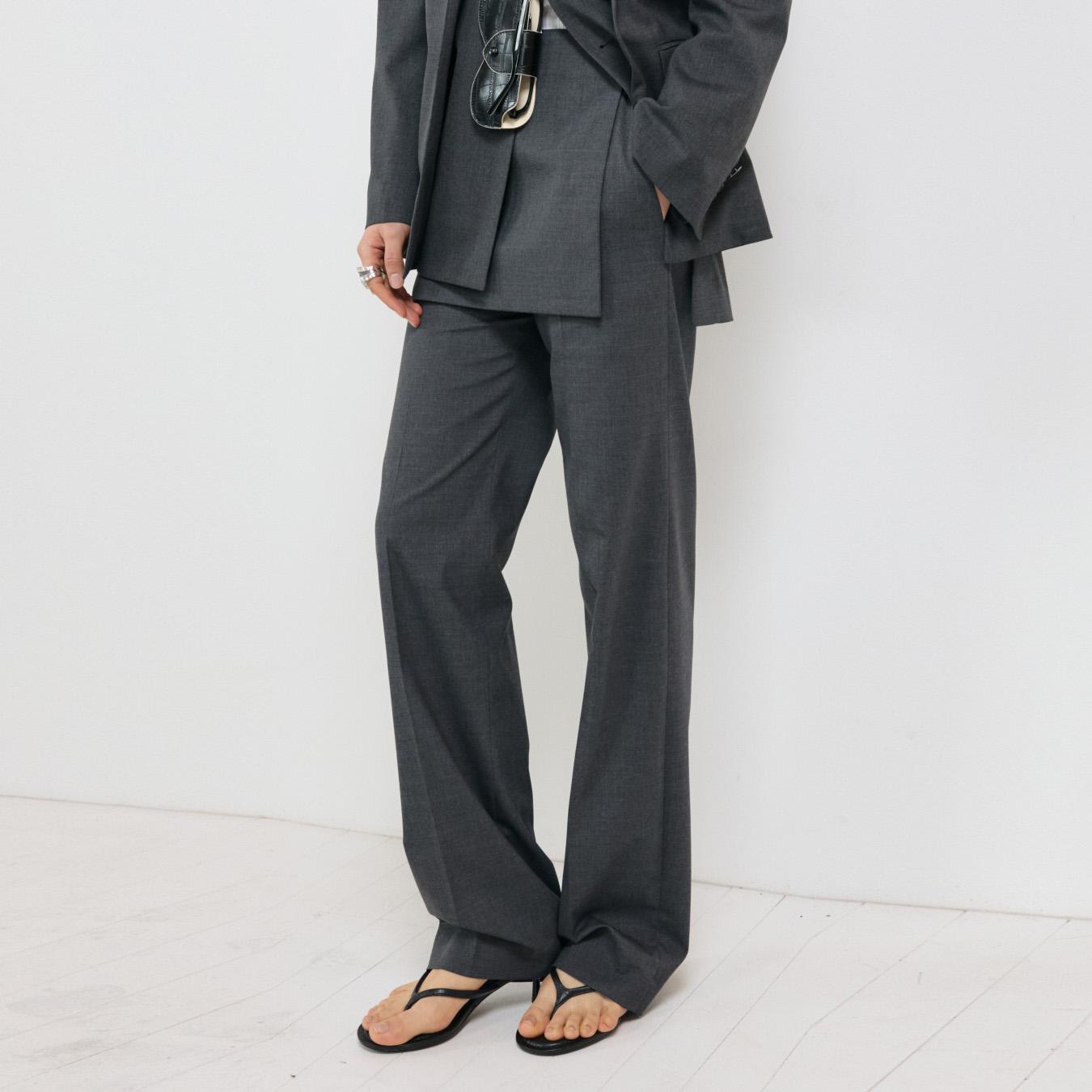 OVERLAY TWO-WAY WOOL PANT_MELANGE GREY