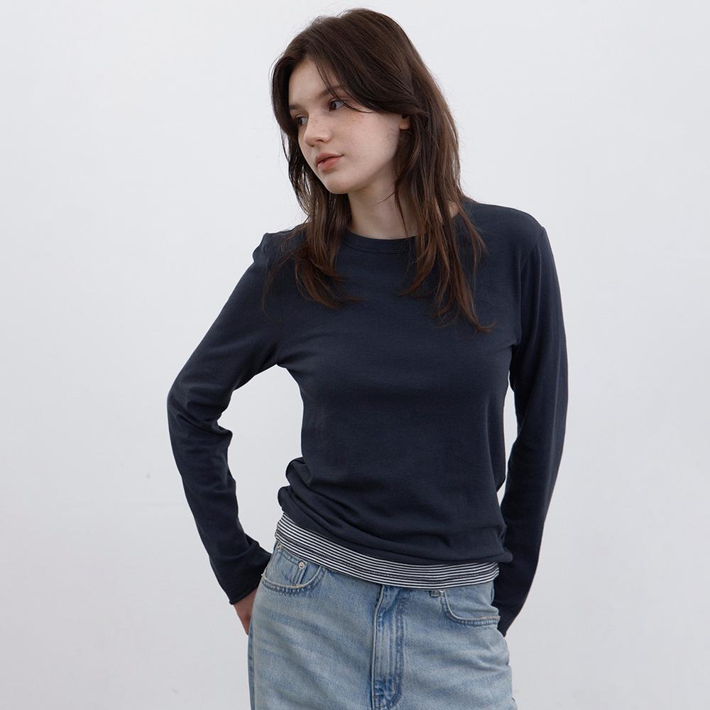 [4차] Easy cotton layered t-shirt (charcoal)