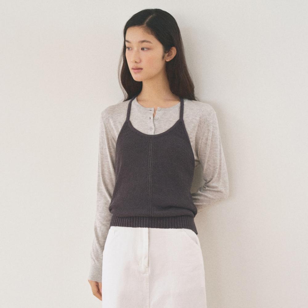 KONNI HALTER KNIT VEST_CHARCOAL